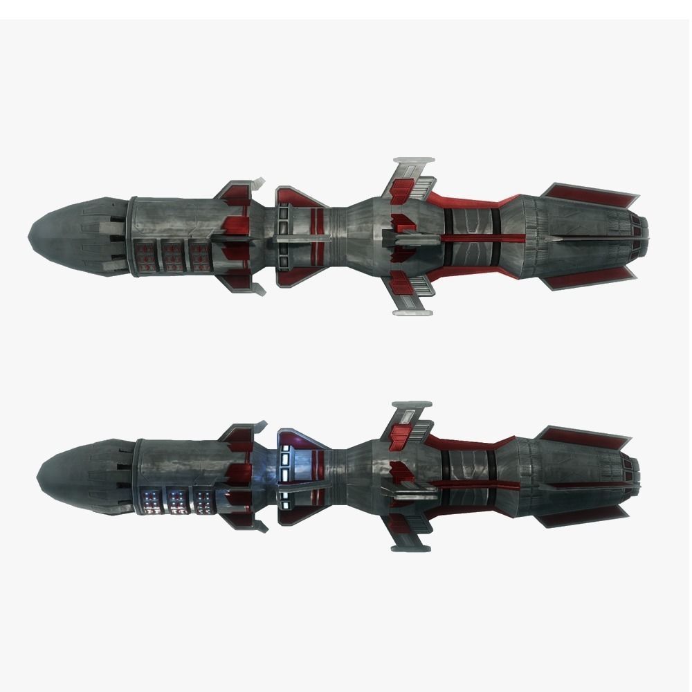 x6 Heavy rocket missiles package Low-poly 3D model_14
