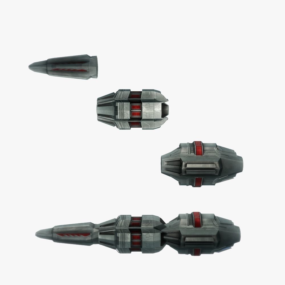 x6 Heavy rocket missiles package Low-poly 3D model_25