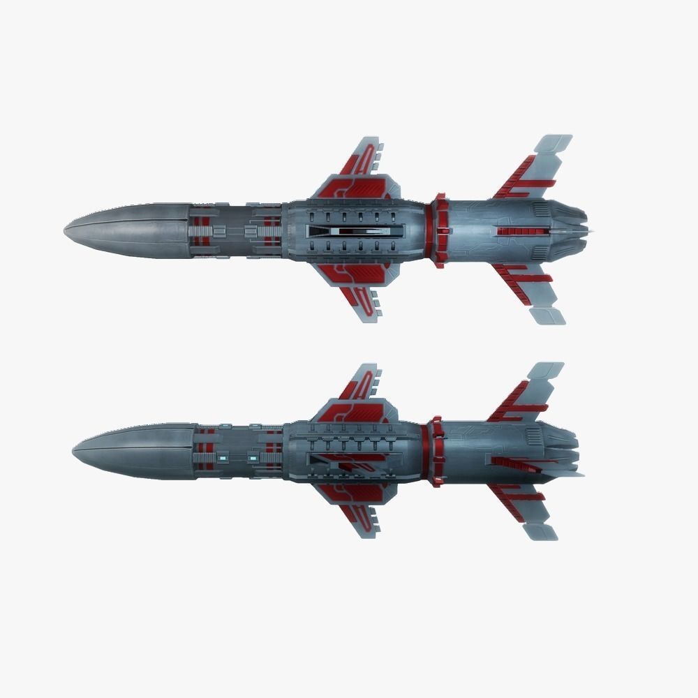 x6 Heavy rocket missiles package Low-poly 3D model_4
