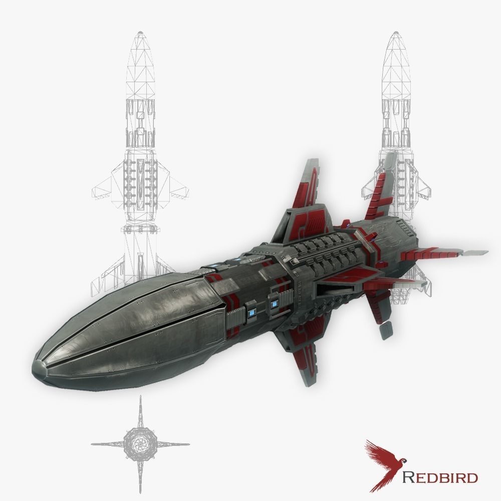 x6 Heavy rocket missiles package Low-poly 3D model_1