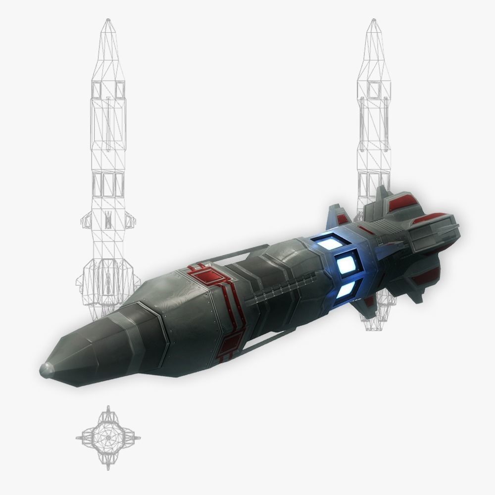 x6 Heavy rocket missiles package Low-poly 3D model_7