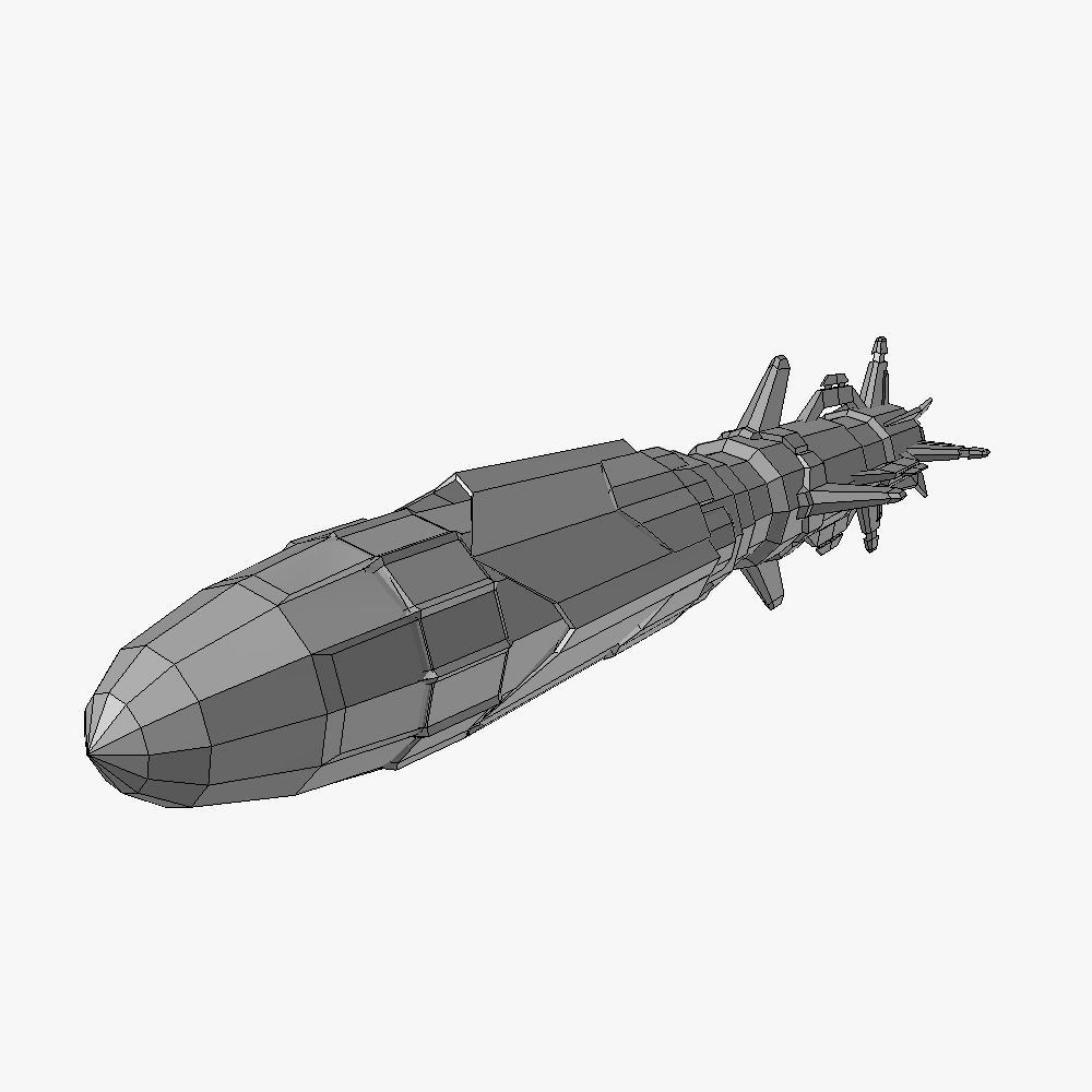 x6 Heavy rocket missiles package Low-poly 3D model_20