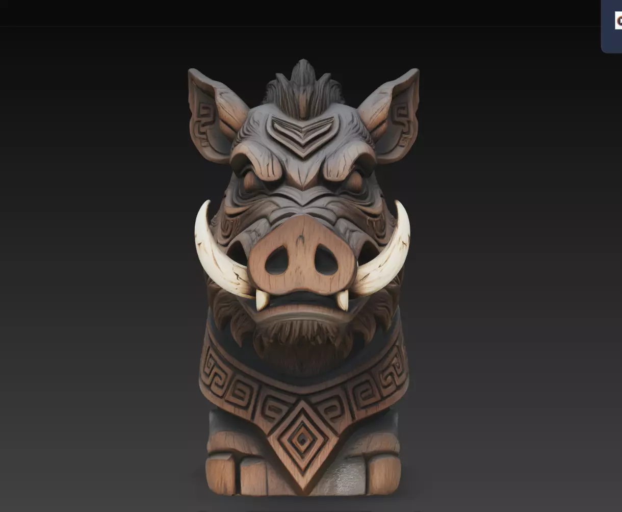 Rootfang Boar Totem Bust STL Tribal Animal Statue Print Model 3D print model