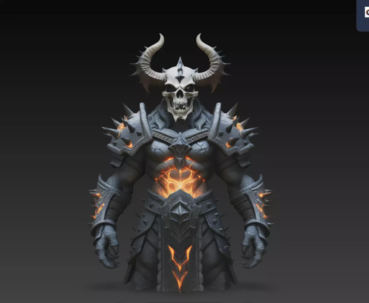Cinderhorn Skull Demon Lord Bust STL Print Model 3D print model