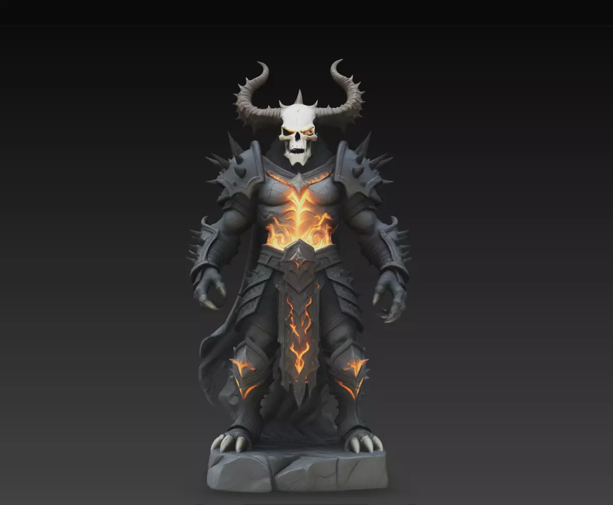 Blazeborn Skullhorn Demon Guardian Statue STL Print Model 3D print model