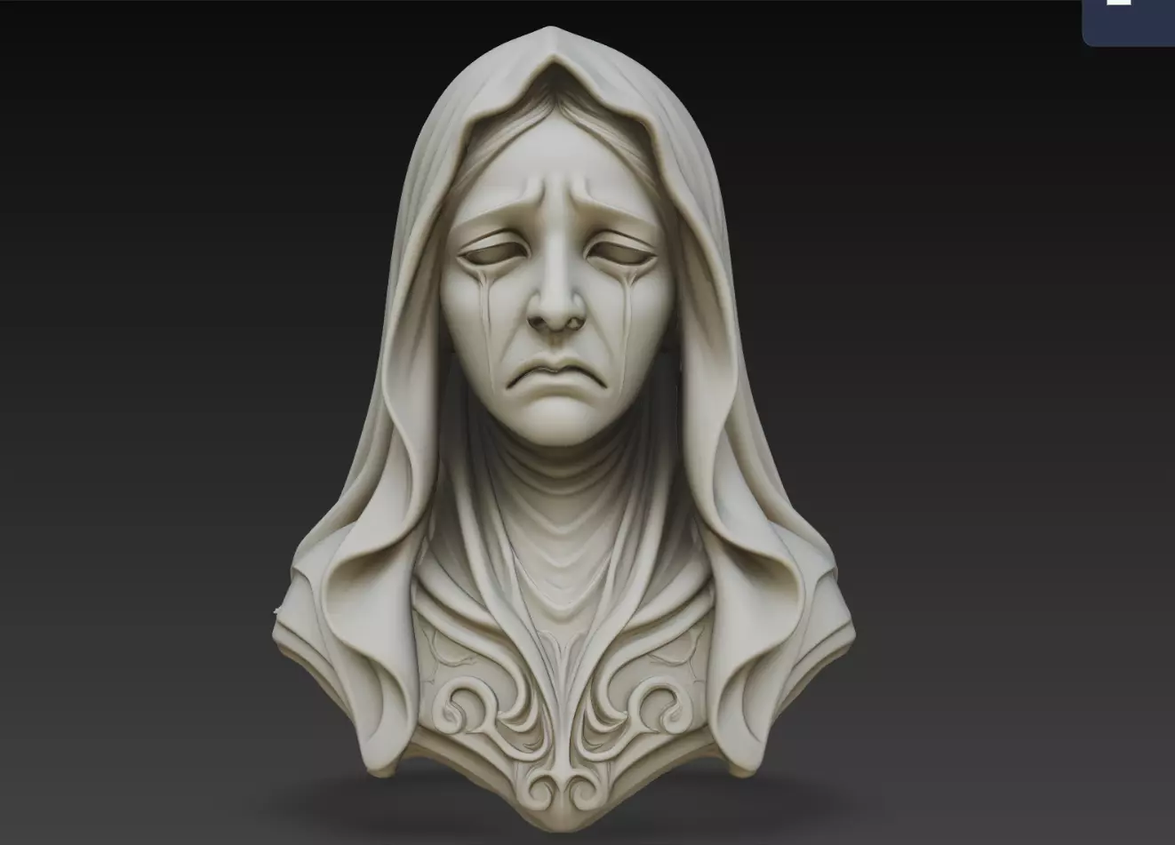 Lamenting Veiled Madonna Tearful Bust Statue STL Print Model 3D print model