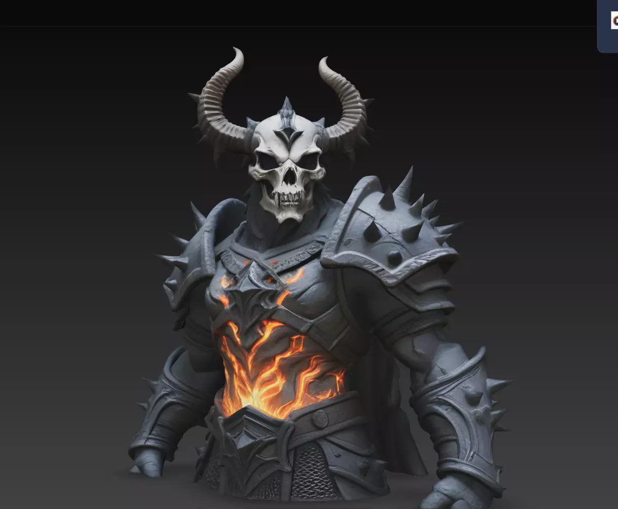 Obsidian Skullhorn Demon Champion Bust STL Print Model 3D print model