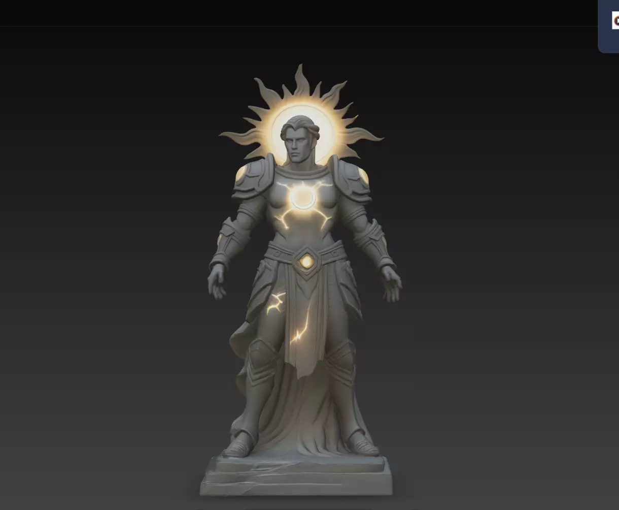 Radiant Sun Halo Celestial Guardian Statue STL Print Model 3D print model
