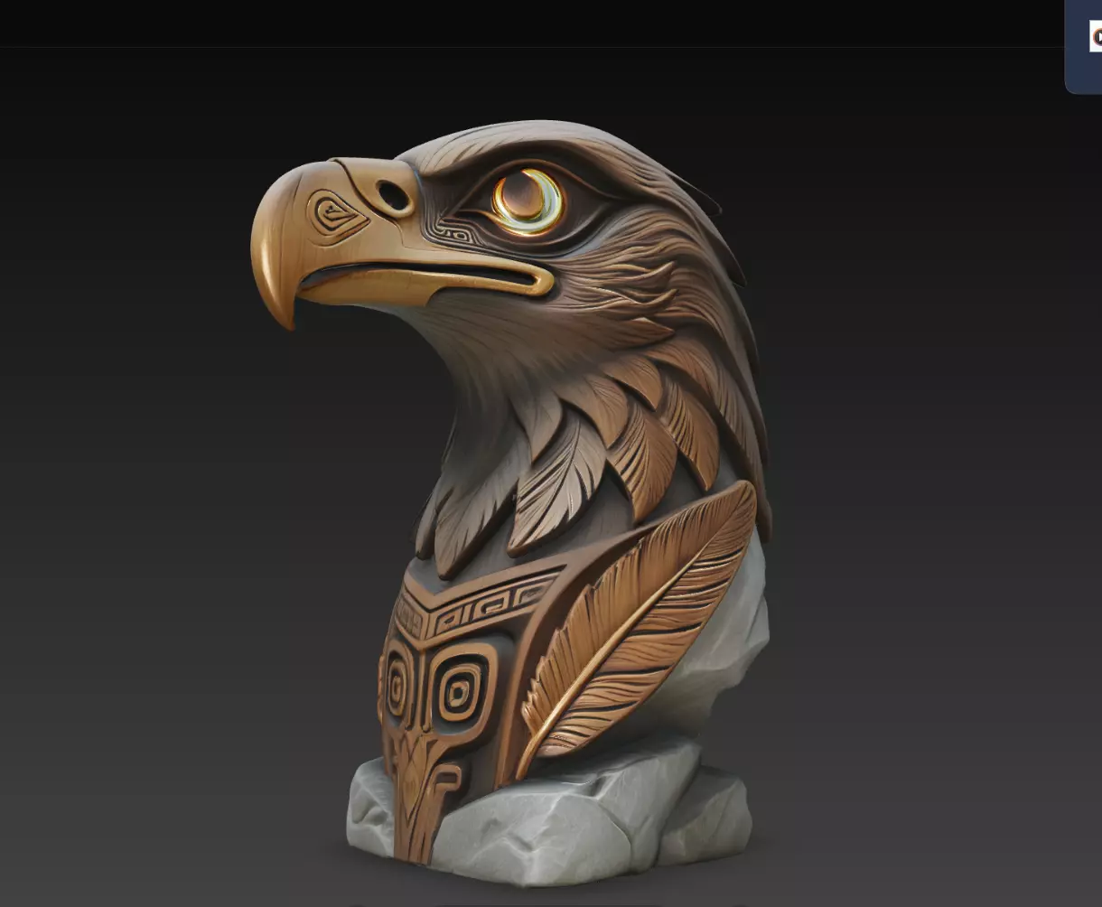 Stormeye Eagle Totem Bust STL Tribal Raptor Statue Print Model 3D print model
