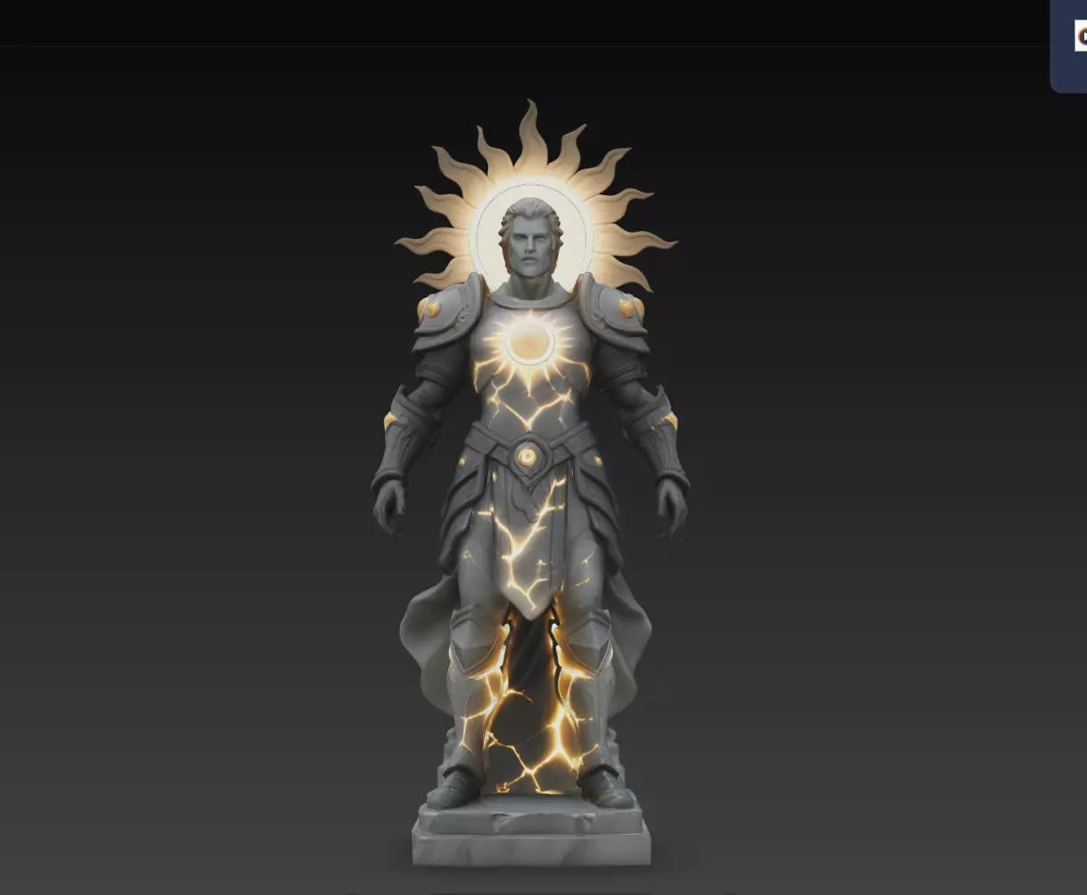 Aurelian Sun God Paladin Statue STL Print Model 3D print model