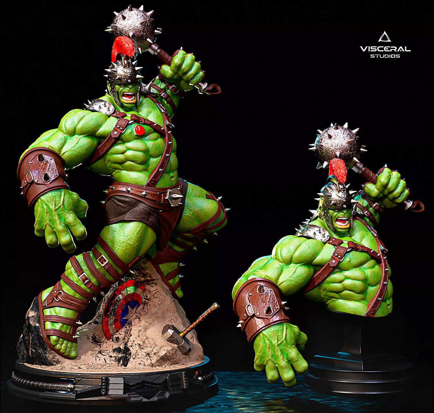 Hulk Gladiator Pack 3D Model Full Statue and Bust STL 3D print model
