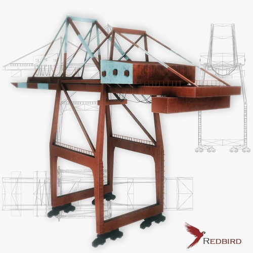 Port crane red low poly