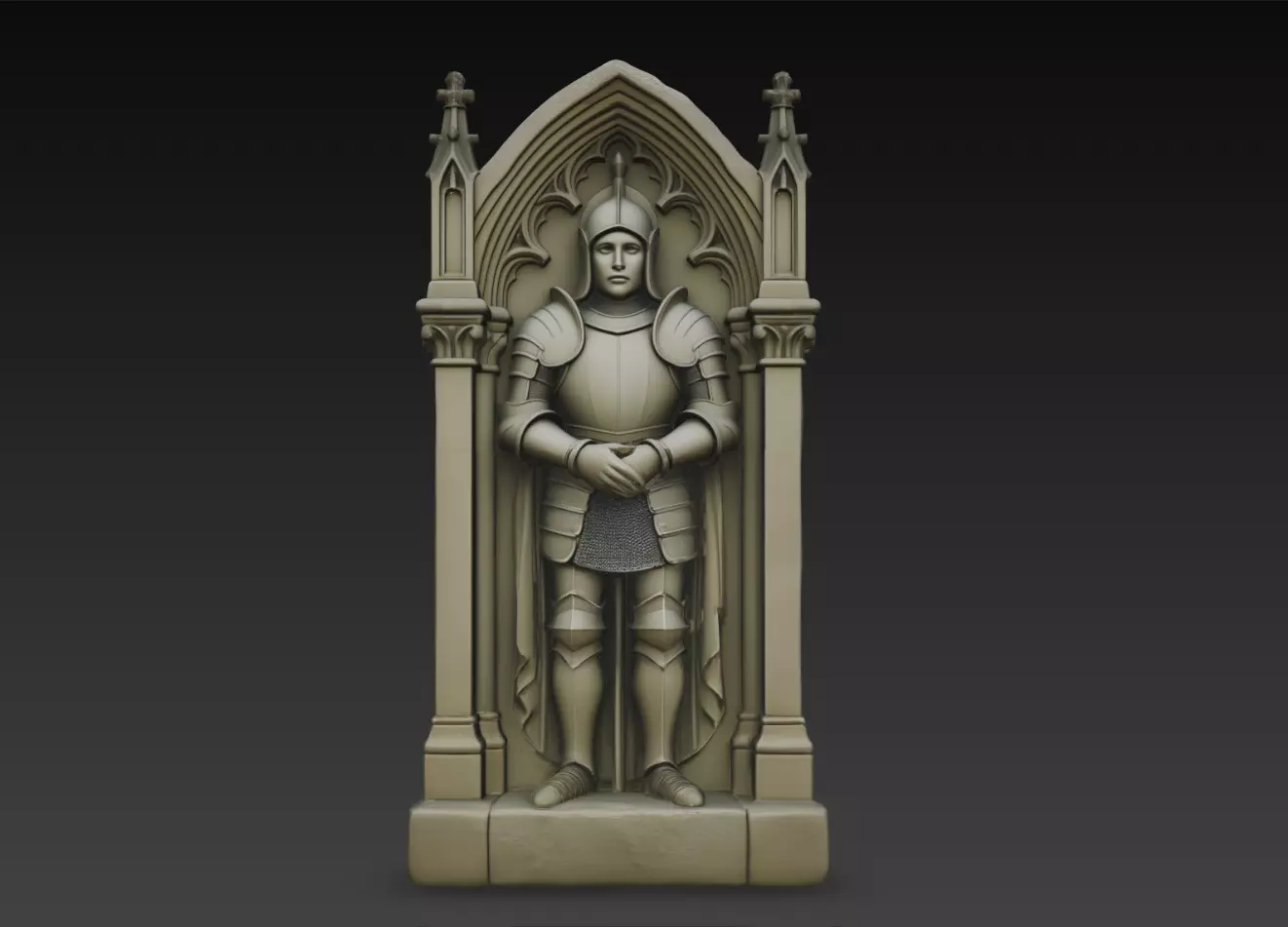 Gothic Guardian Knight Cathedral Niche Statue STL Model 3D print model