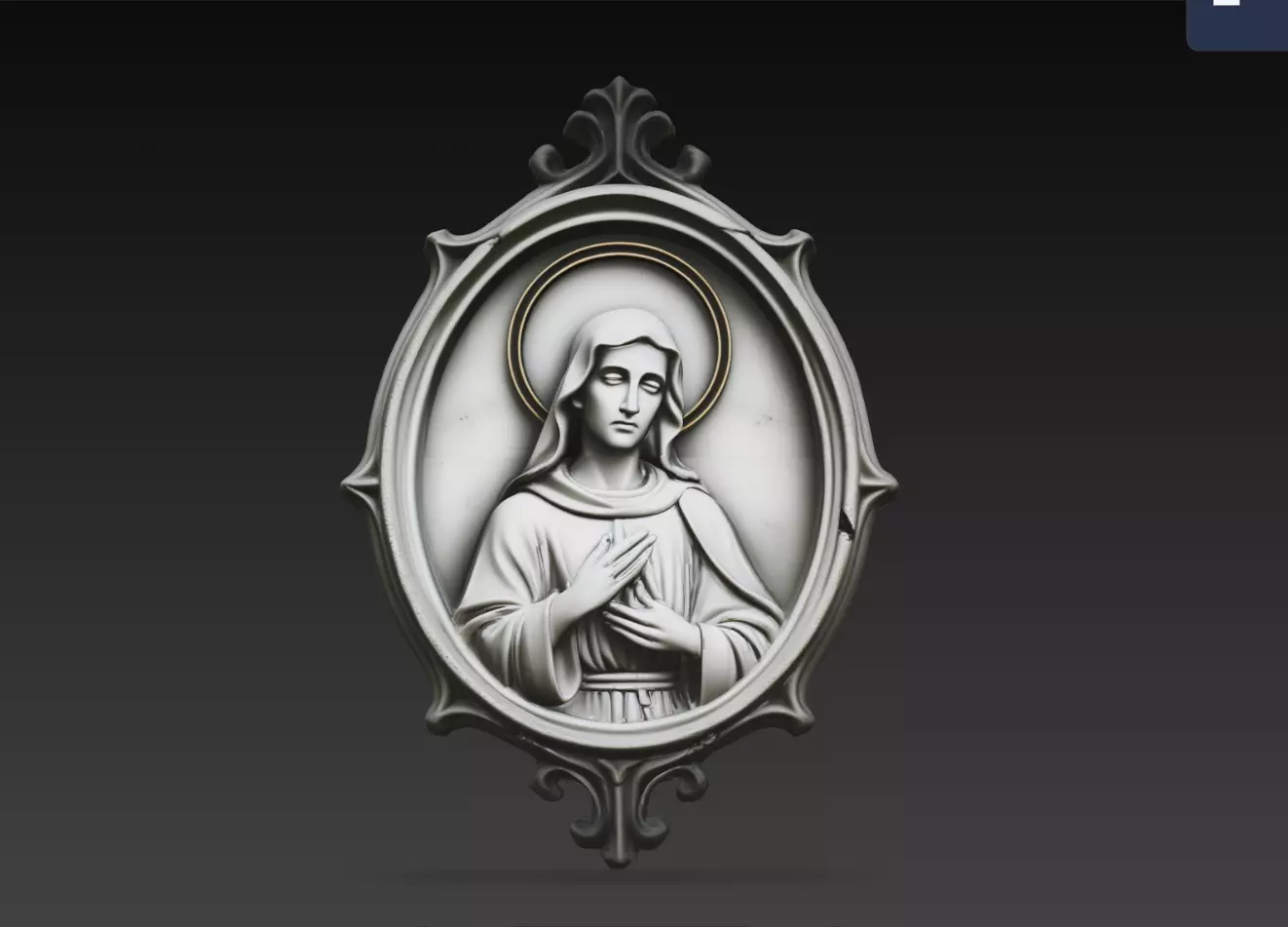 Haloed Madonna Oval Gothic Devotional Plaque STL Print Model 3D print model