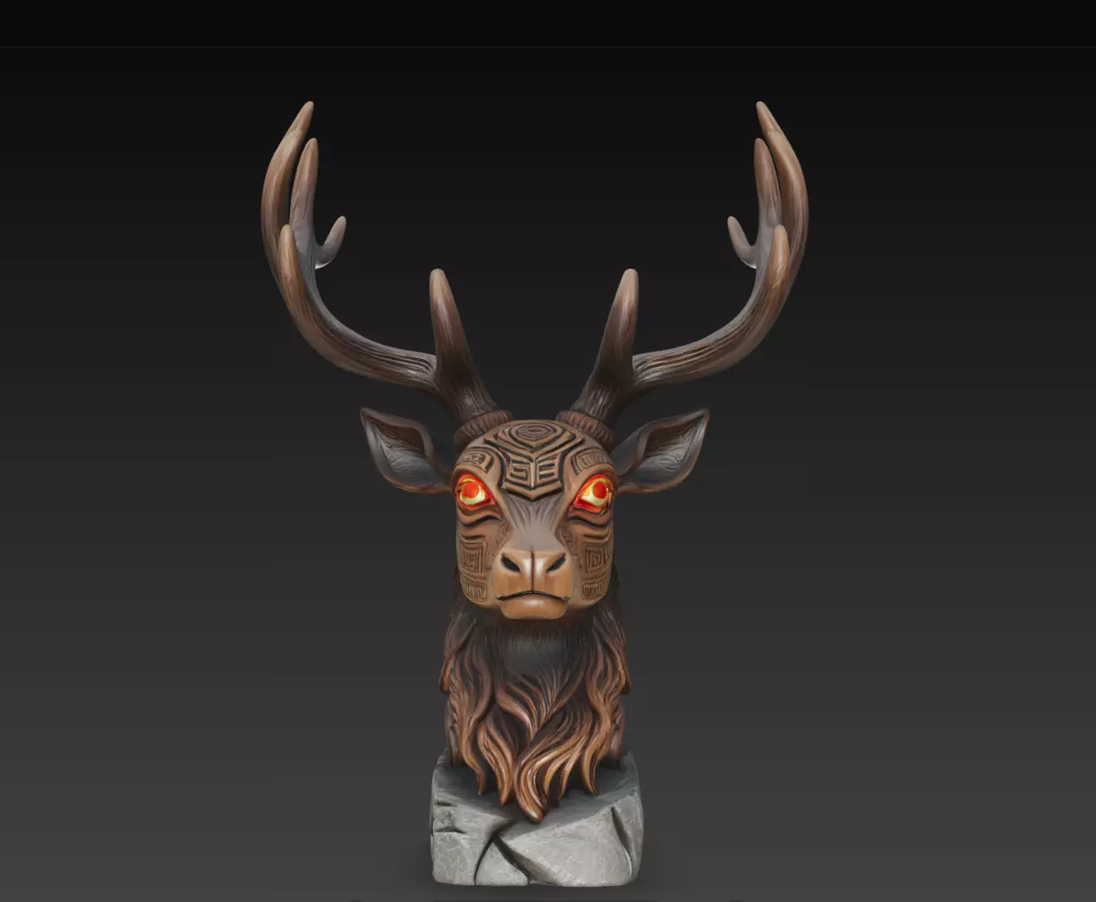 Emberantler Stag Totem Bust STL Tribal Deer Statue Print Model 3D print model