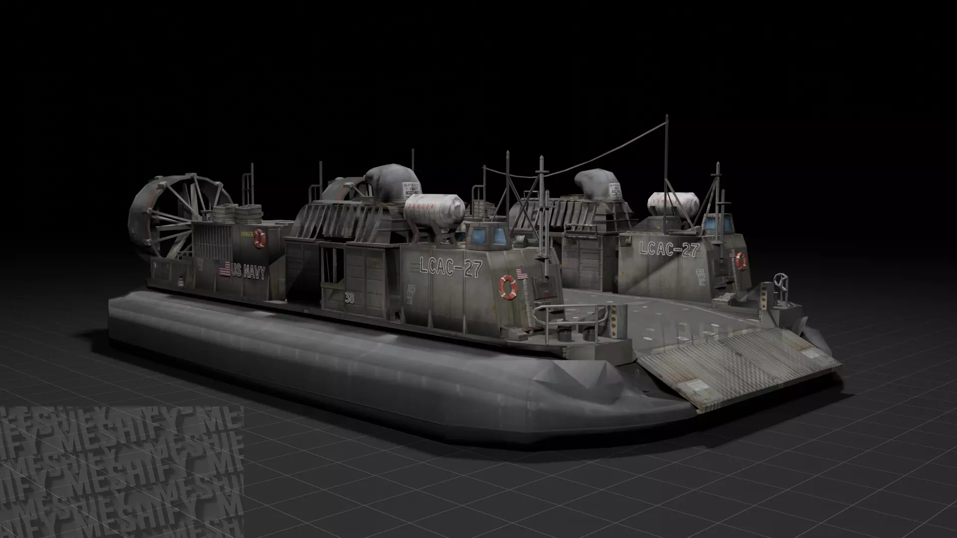 Military Hovercraft Landing Craft Low-poly 3D model
