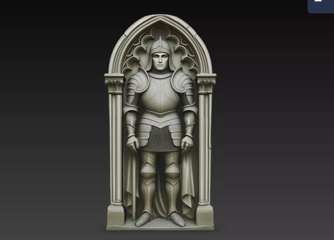 Gothic Armored Knight Cathedral Wall Niche Statue STL Model 3D print model