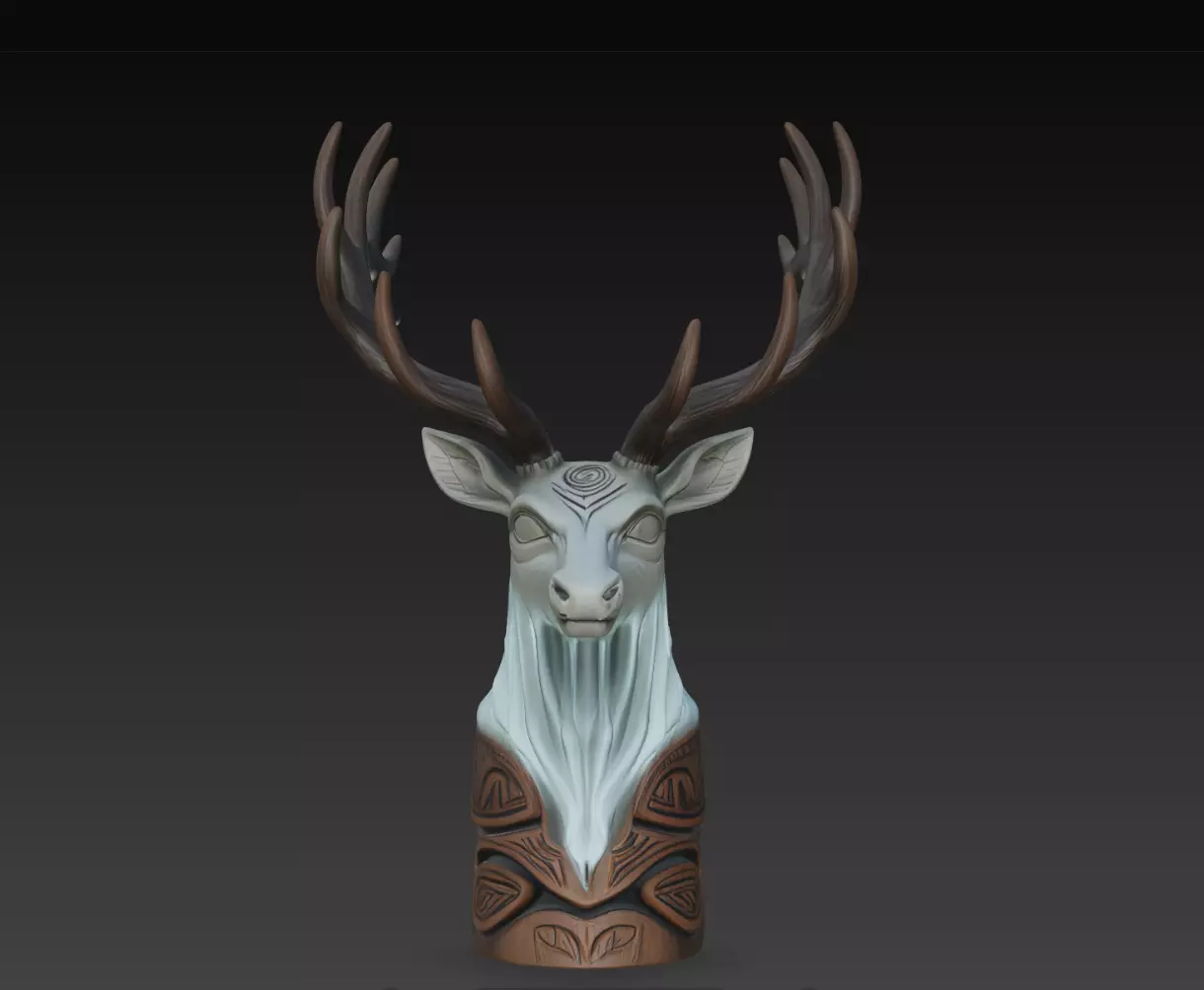 Moonbranch Stag Totem Bust STL Tribal Deer Statue Print Model 3D print model