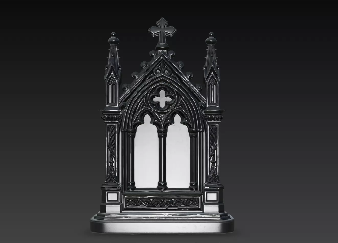 Black Gothic Cathedral Shrine Window Frame STL 3D Print Model 3D print model