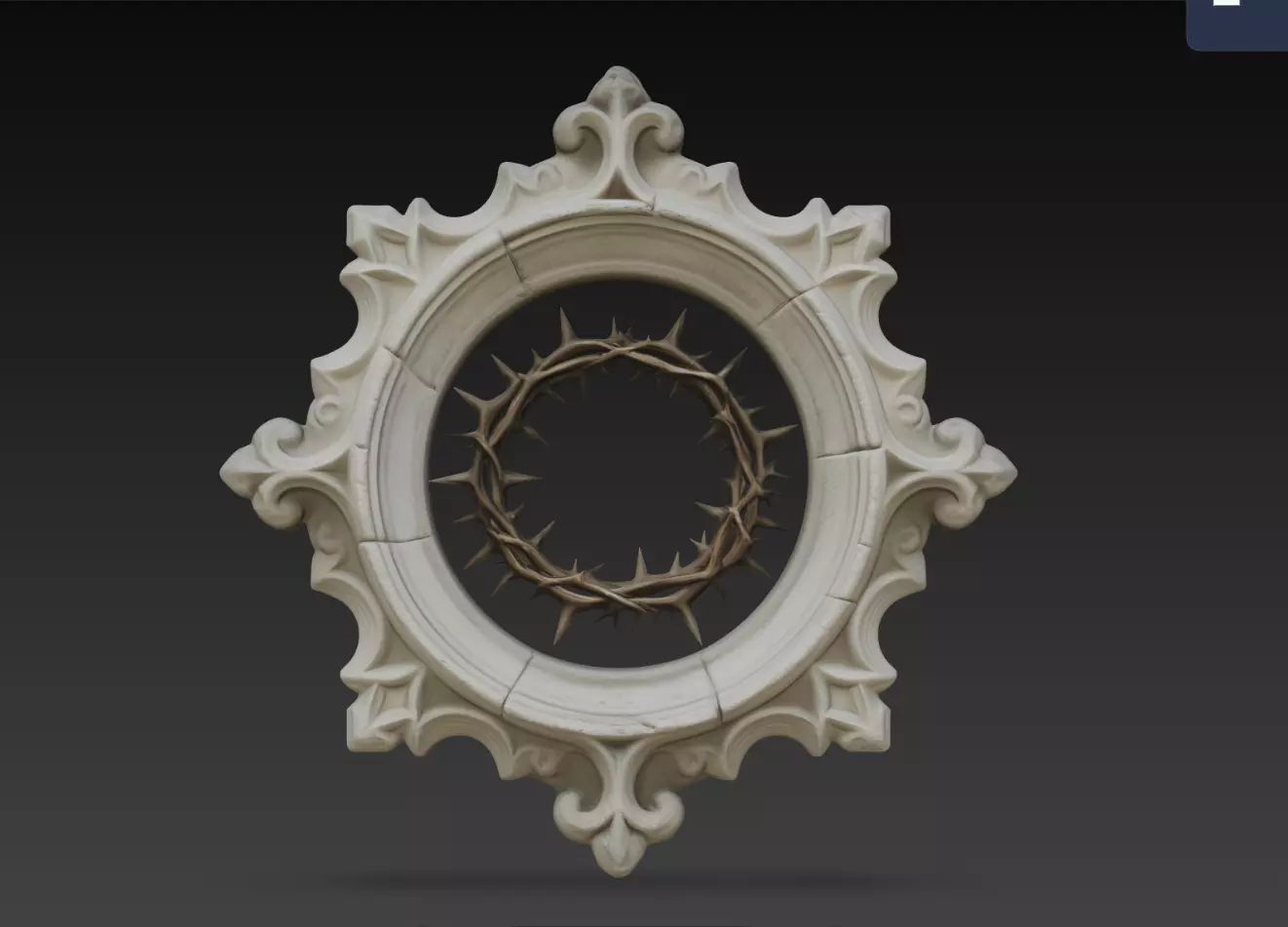 Sacred Thorn Crown Gothic Round Reliquary Wall STL Print Model 3D print model