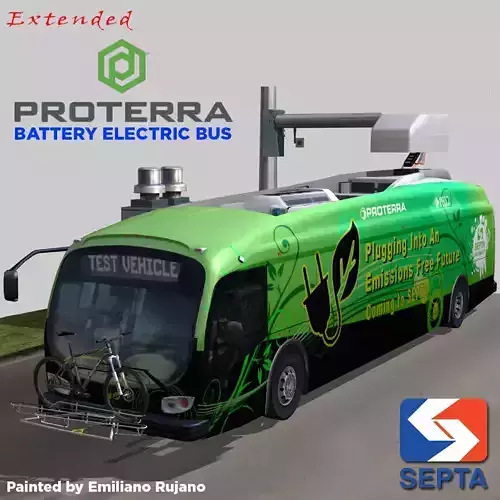 Proterra electric 40 Foot bus SEPTA green livery Low-poly 3D model