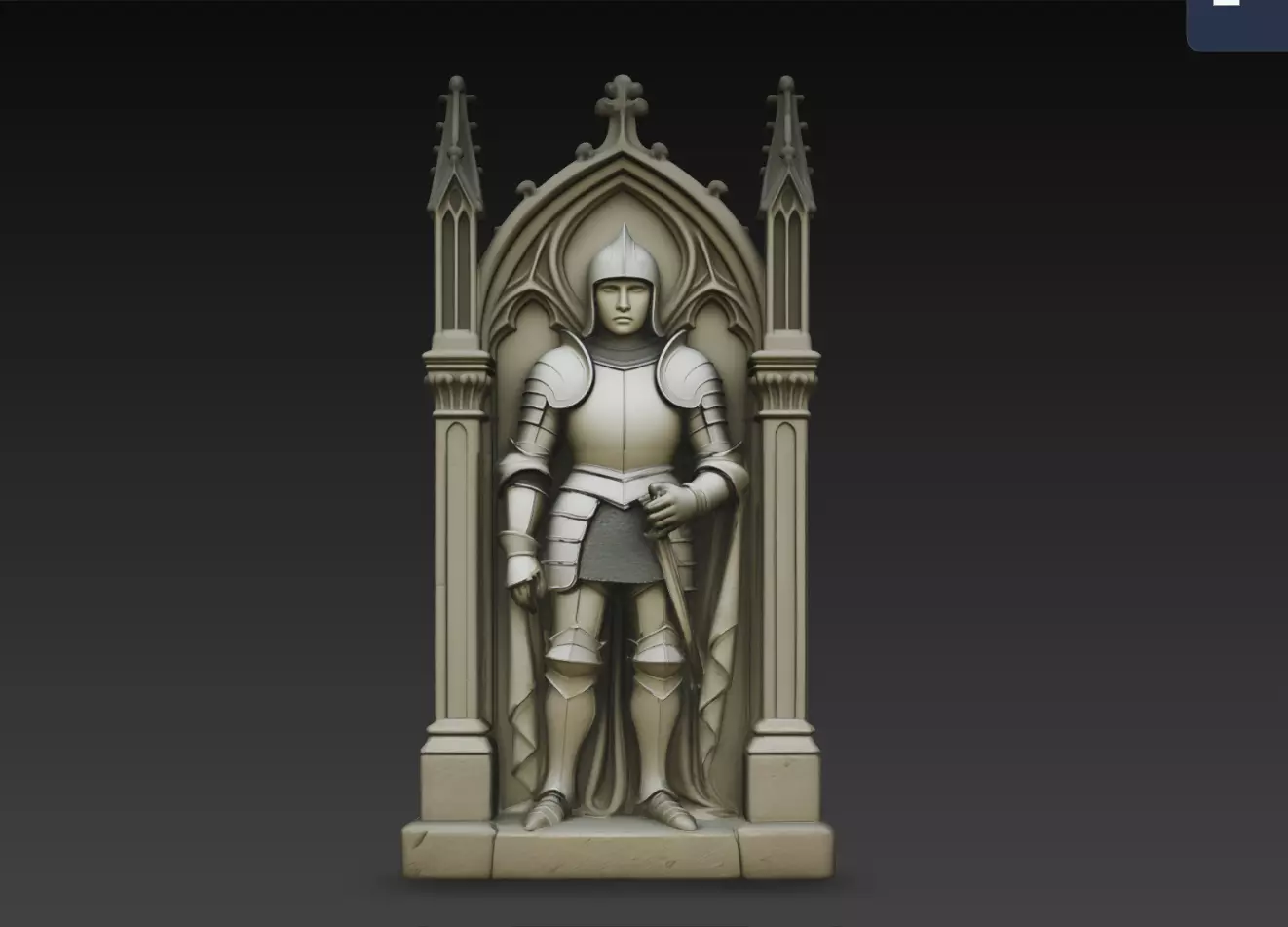 Gothic Sword Knight Cathedral Niche Statue STL Model 3D print model
