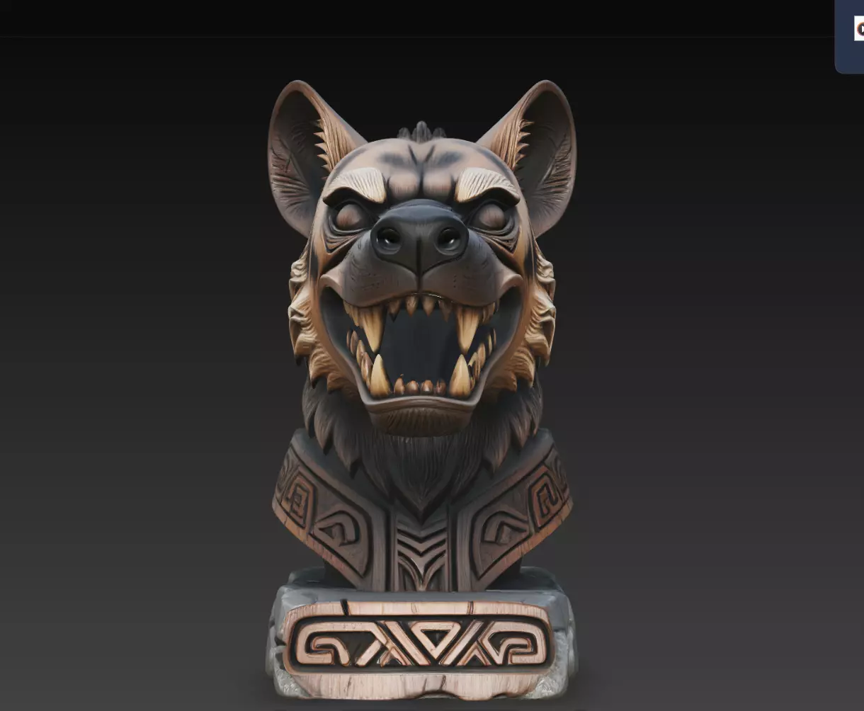 Fanghowl Hyena Warden Bust STL Tribal Predator 3D Print Model 3D print model