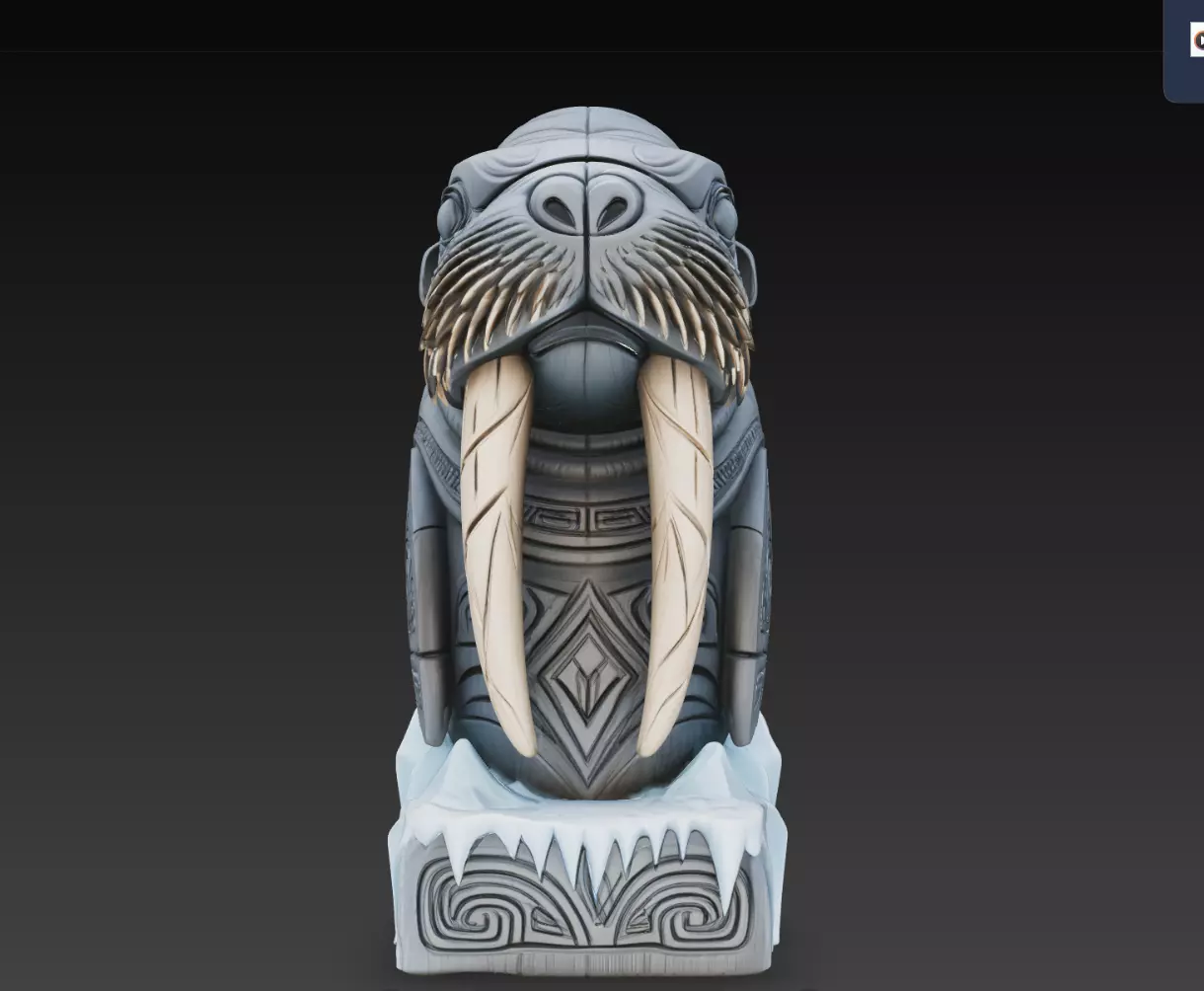 Ivorytusk Walrus Totem Bust STL Tribal Arctic Statue Print Model 3D print model