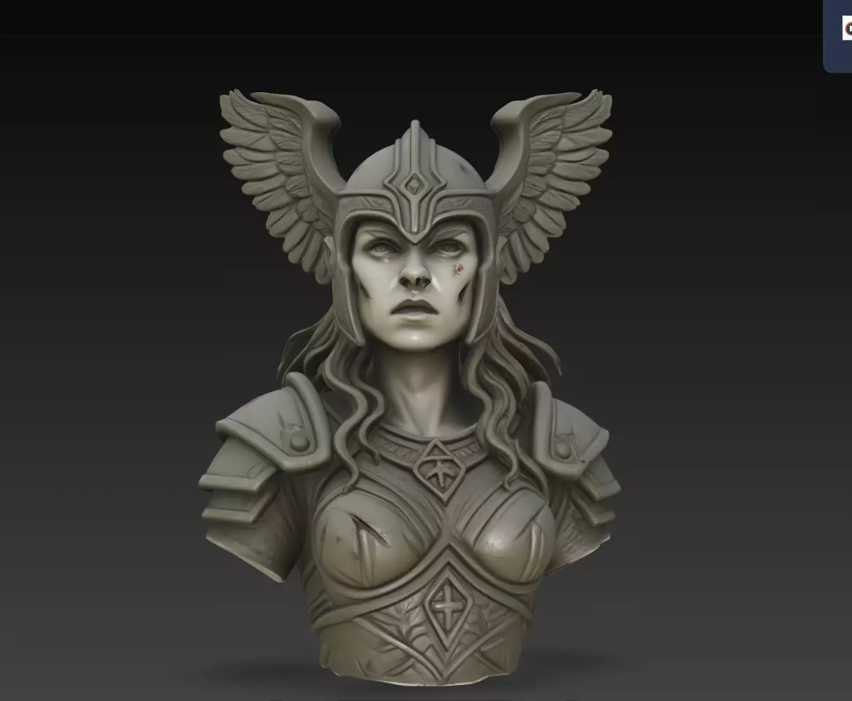 Valkyrie Warrior Maiden Bust STL Fantasy Female Sculpture 3D print model