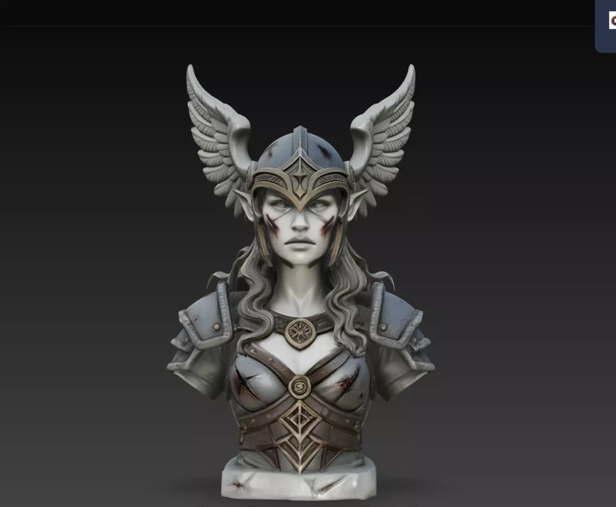 Nordic Valkyrie Maiden Bust STL Fantasy Warrior Model 3D print model