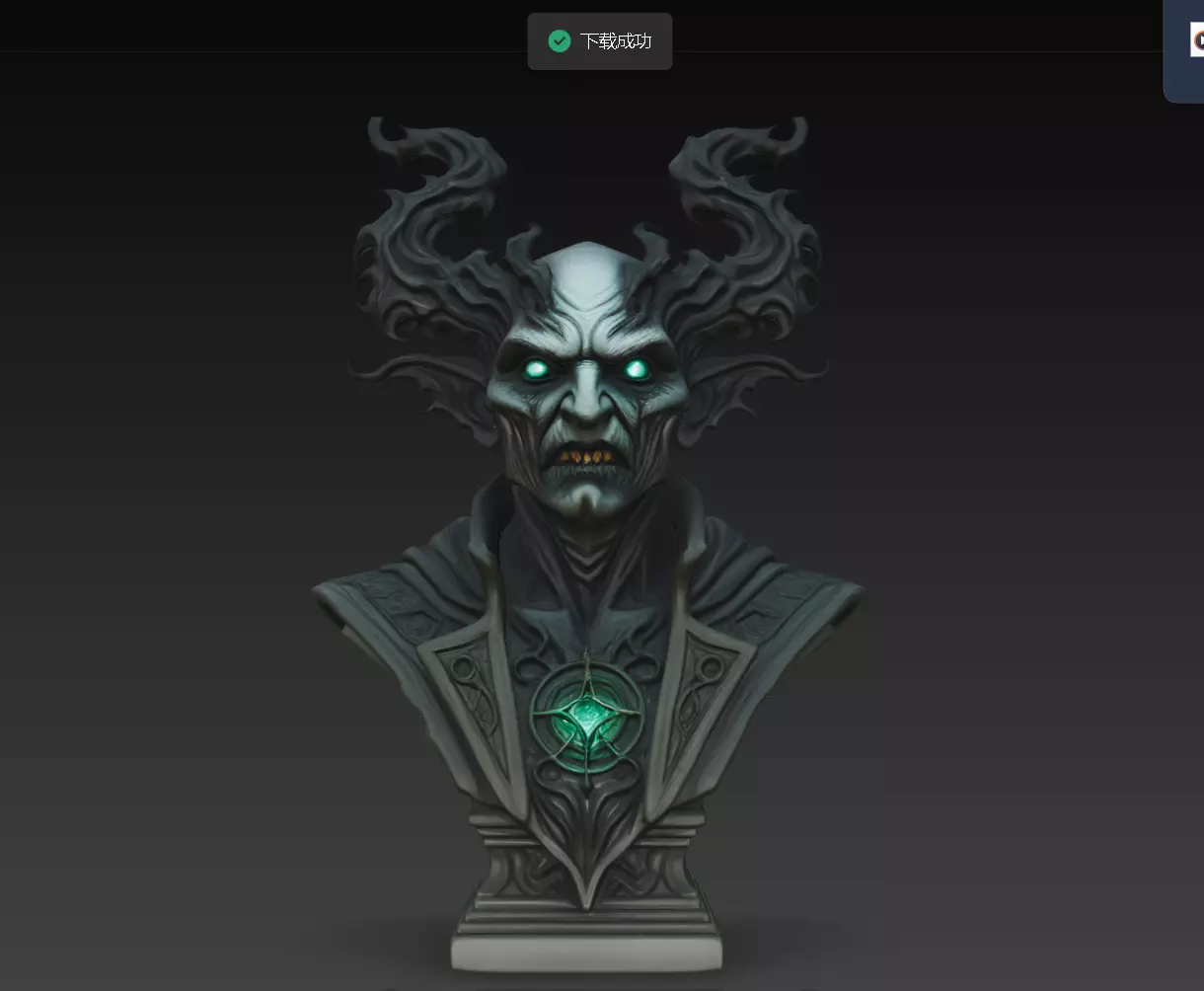 Dark Necromancer Demon Bust STL Fantasy Horror Sculpture 3D print model