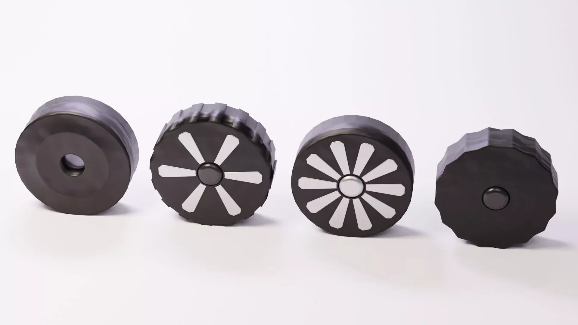 Set of rubber tires for retro cartoon cars 3D model