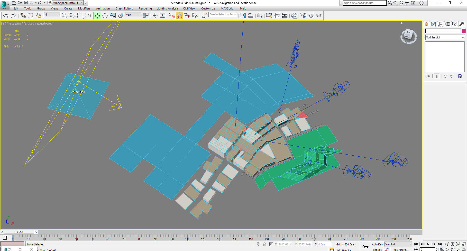 Low Poly GPS tracking with schematic building Low-poly 3D model_11