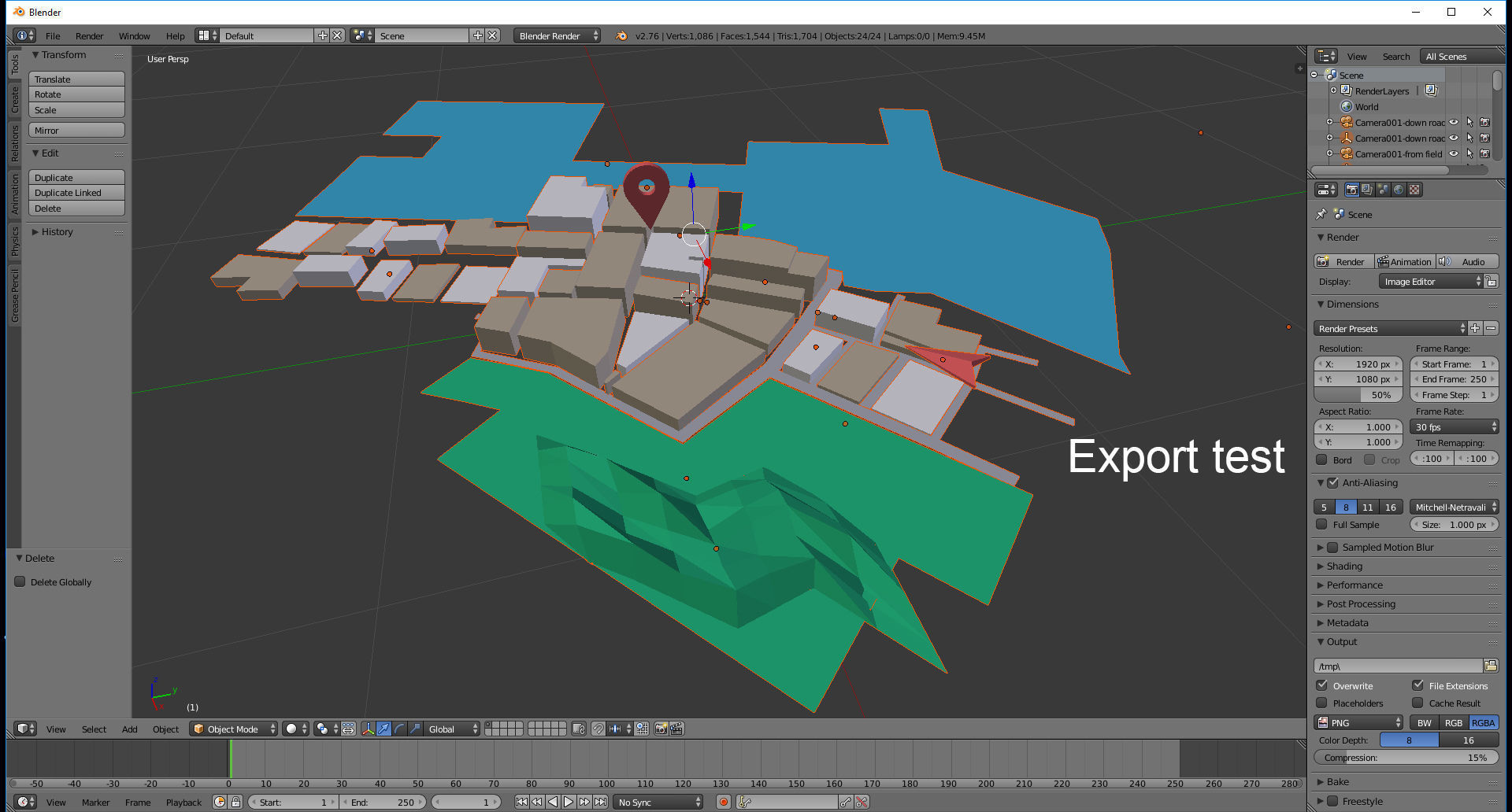 Low Poly GPS tracking with schematic building Low-poly 3D model_12