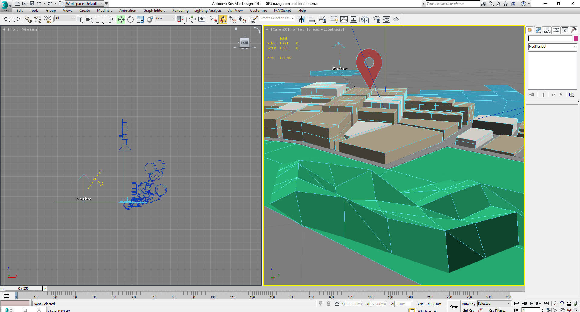 Low Poly GPS tracking with schematic building Low-poly 3D model_9