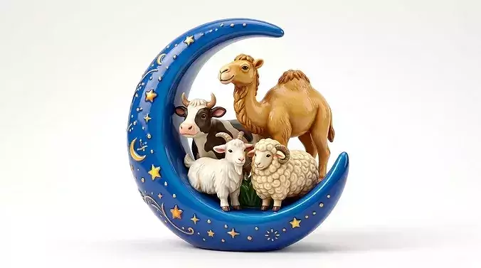 Eid Crescent Animal Set 3D Model