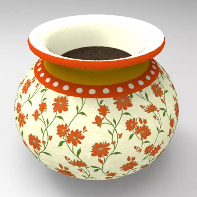 Decorative Pot Low-poly 3D model_0