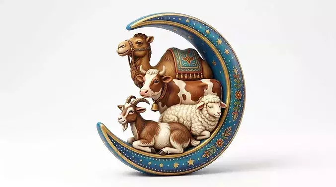 Eid Moon Animal Decor 3D Model