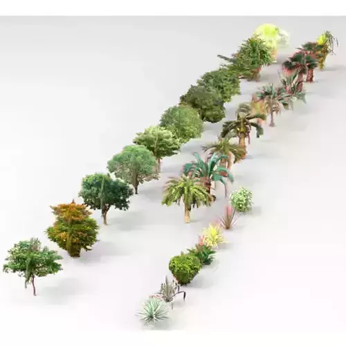 Collection of Plants and trees Low-poly 3D model