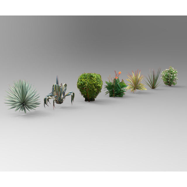 Collection of Plants and trees Low-poly 3D model_1
