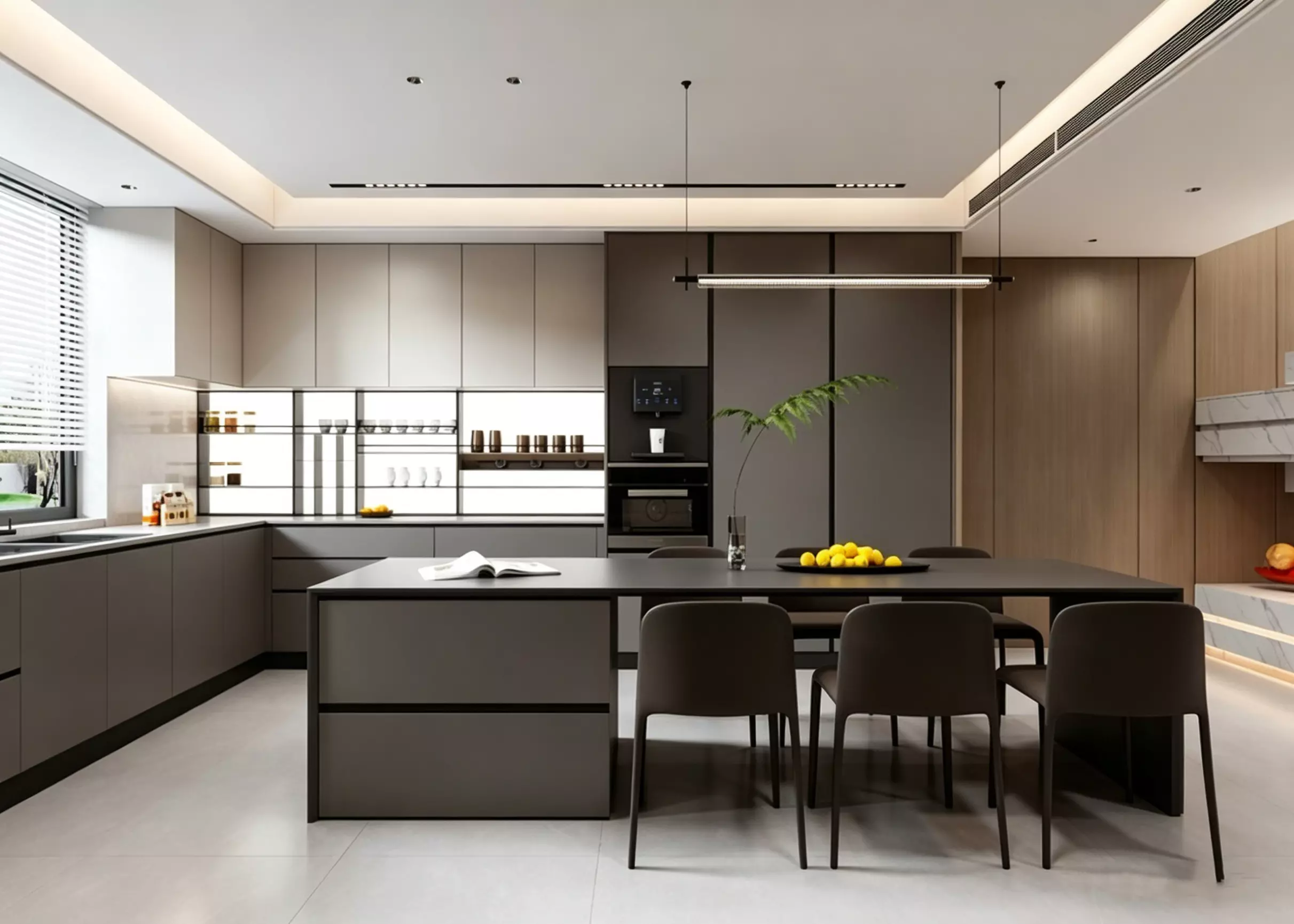 Modern Open Kitchen Dining Space 3D Model 3D model