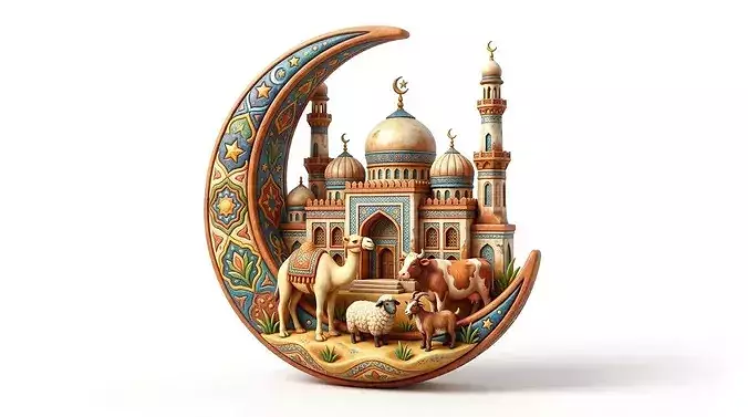 Eid Crescent Figurine Set 3D Model