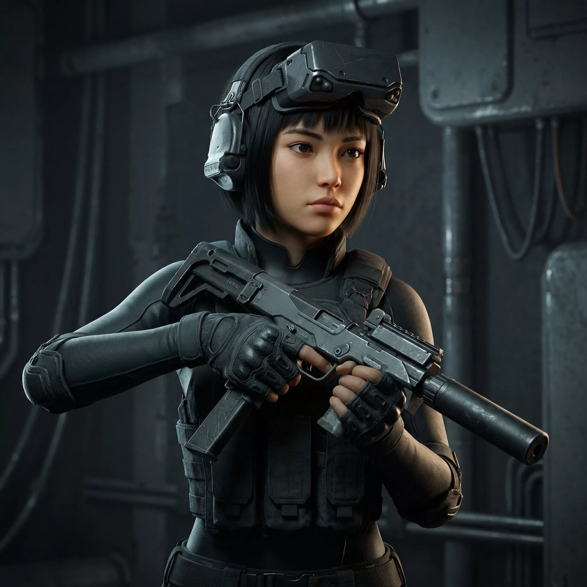 free cyberpunk female trooper Free 3D model