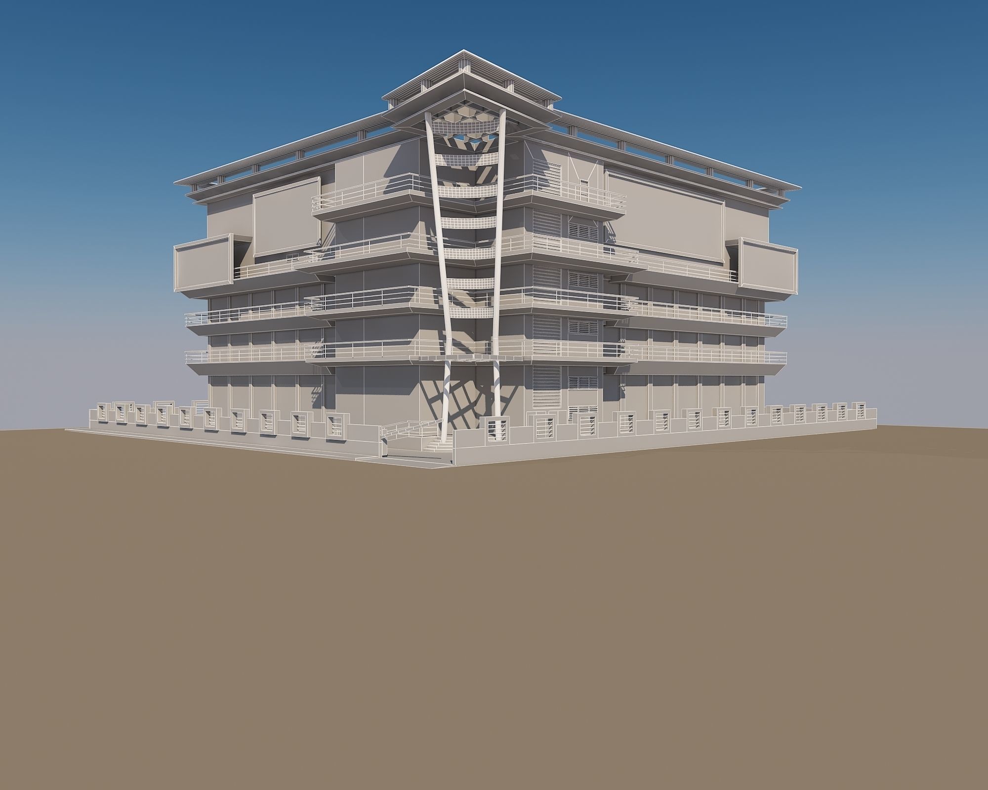 Mall Building for Visualizations 3D model_4