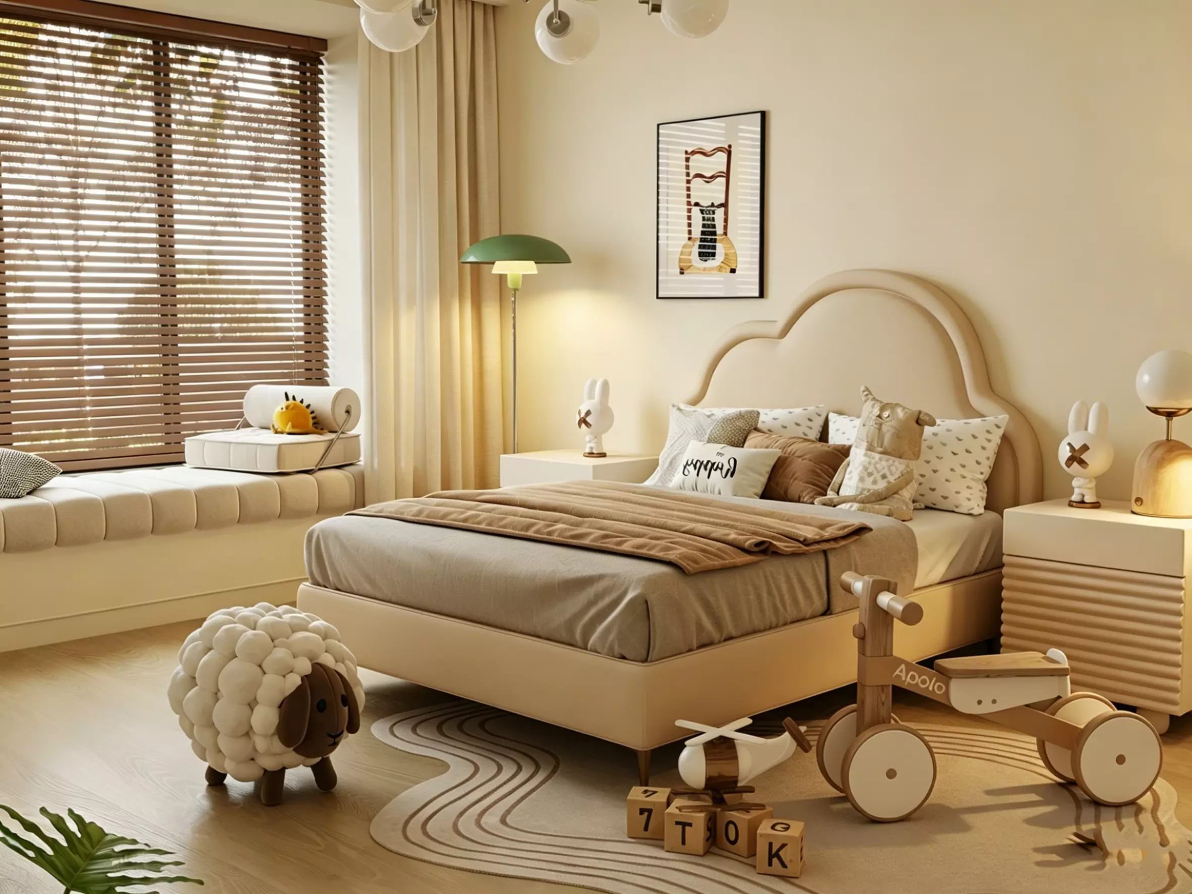 Warm Modern Kids Bedroom 3D Model 3D model