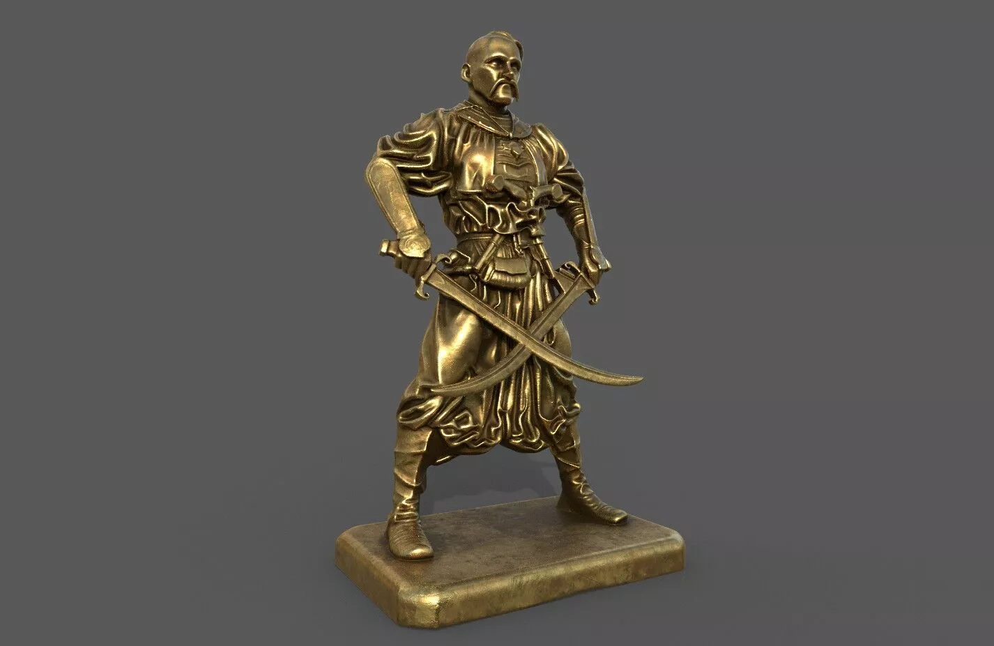 Medieval warrior statue 3D model 3D model