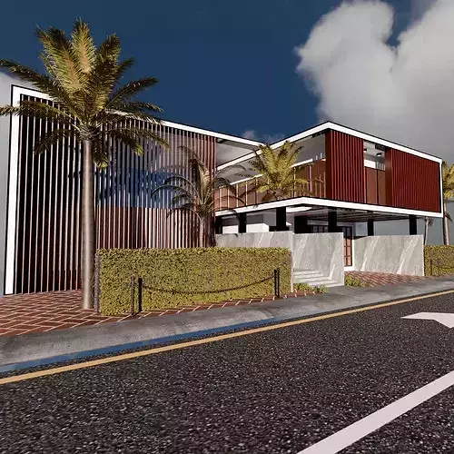 Exterior Modern villa  3D model 5
