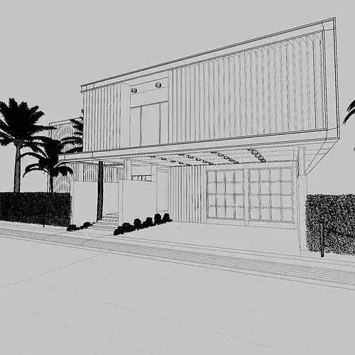 Exterior Modern villa  3D model 4