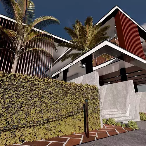 Exterior Modern villa  3D model 7