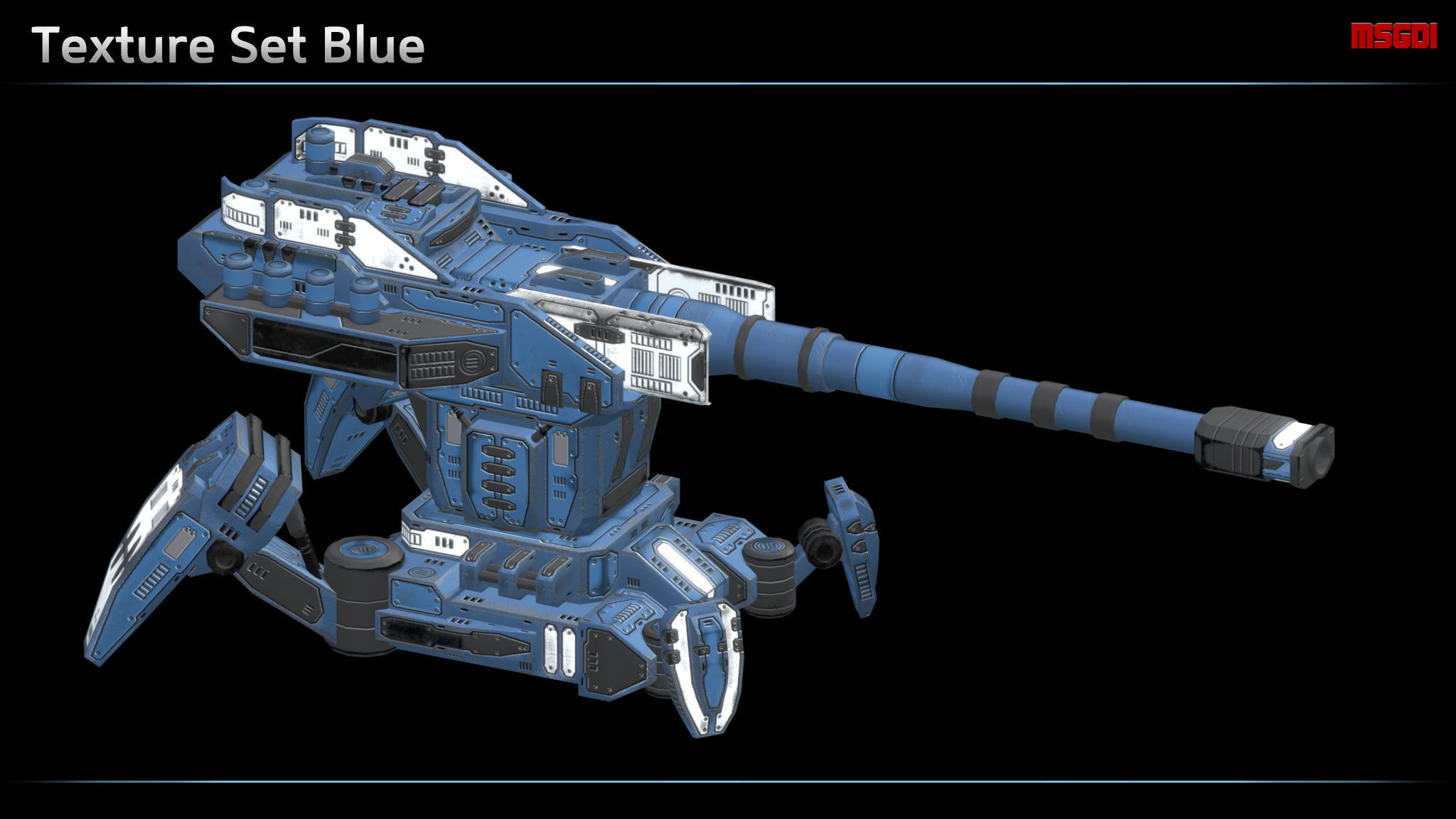 Artillery Turret Low-poly 3D model_5